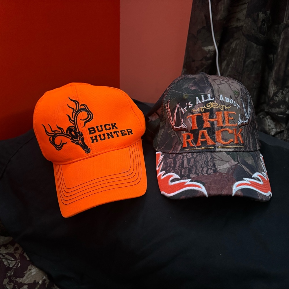 Hunter Bold Orange and Camo Hats